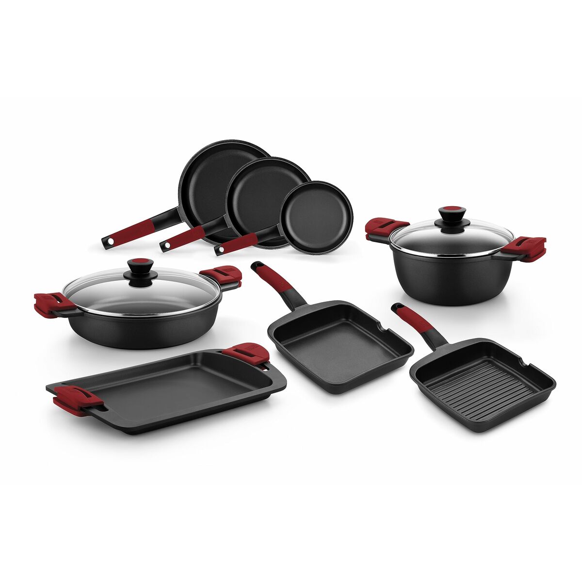 Non-stick frying pan BRA A411228 Black Red Stainless steel Aluminium