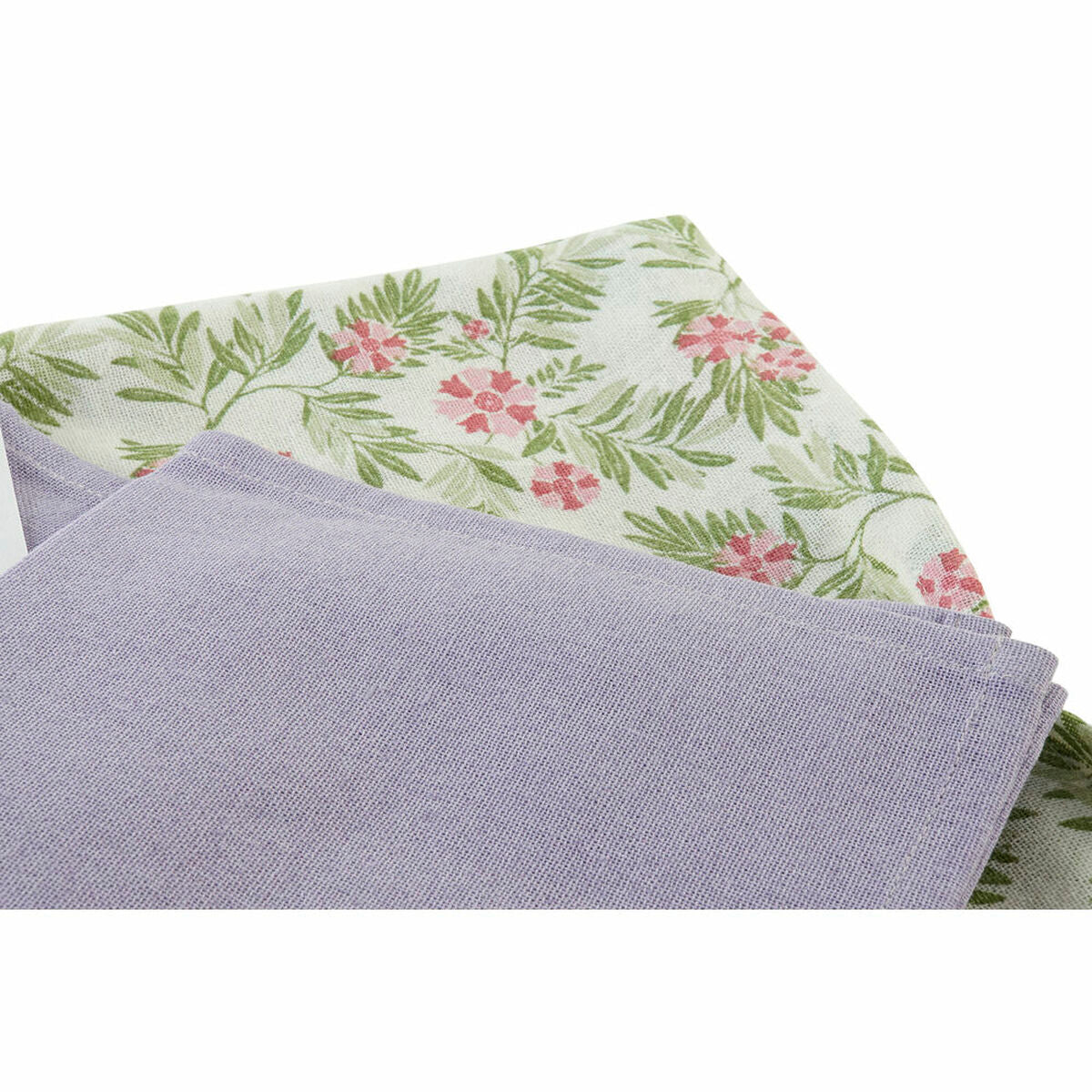 Tablecloth and napkins DKD Home Decor White Green 150 x 150 x 0,5 cm