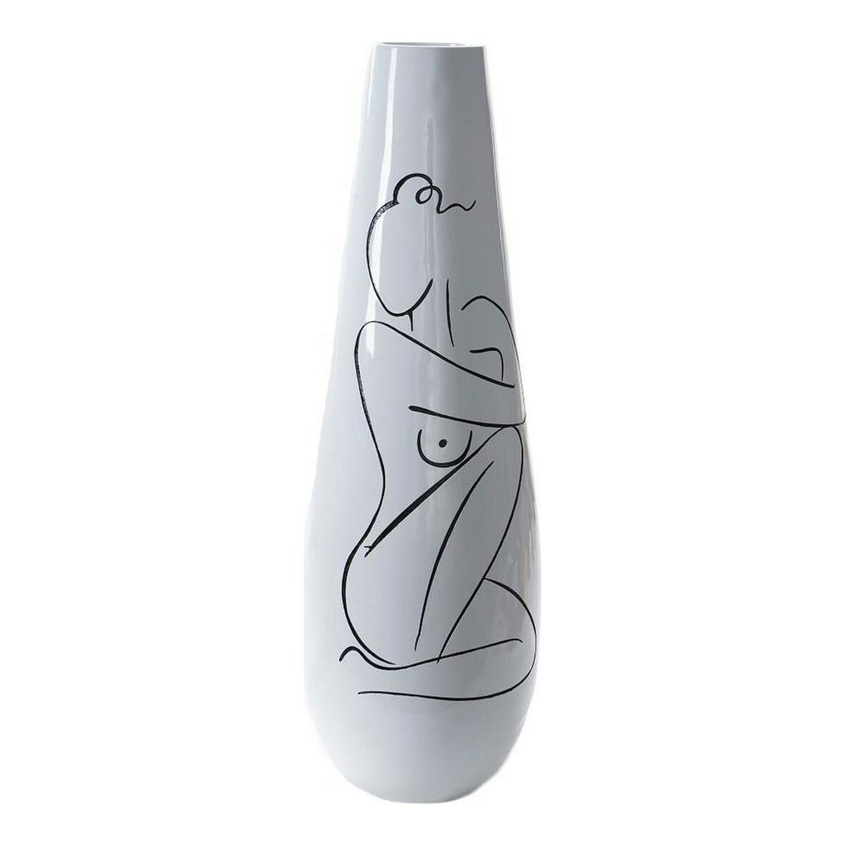 Vase DKD Home Decor Abstrait Blanc Résine Moderne (31.5 x 31.5 x 95.5 cm)