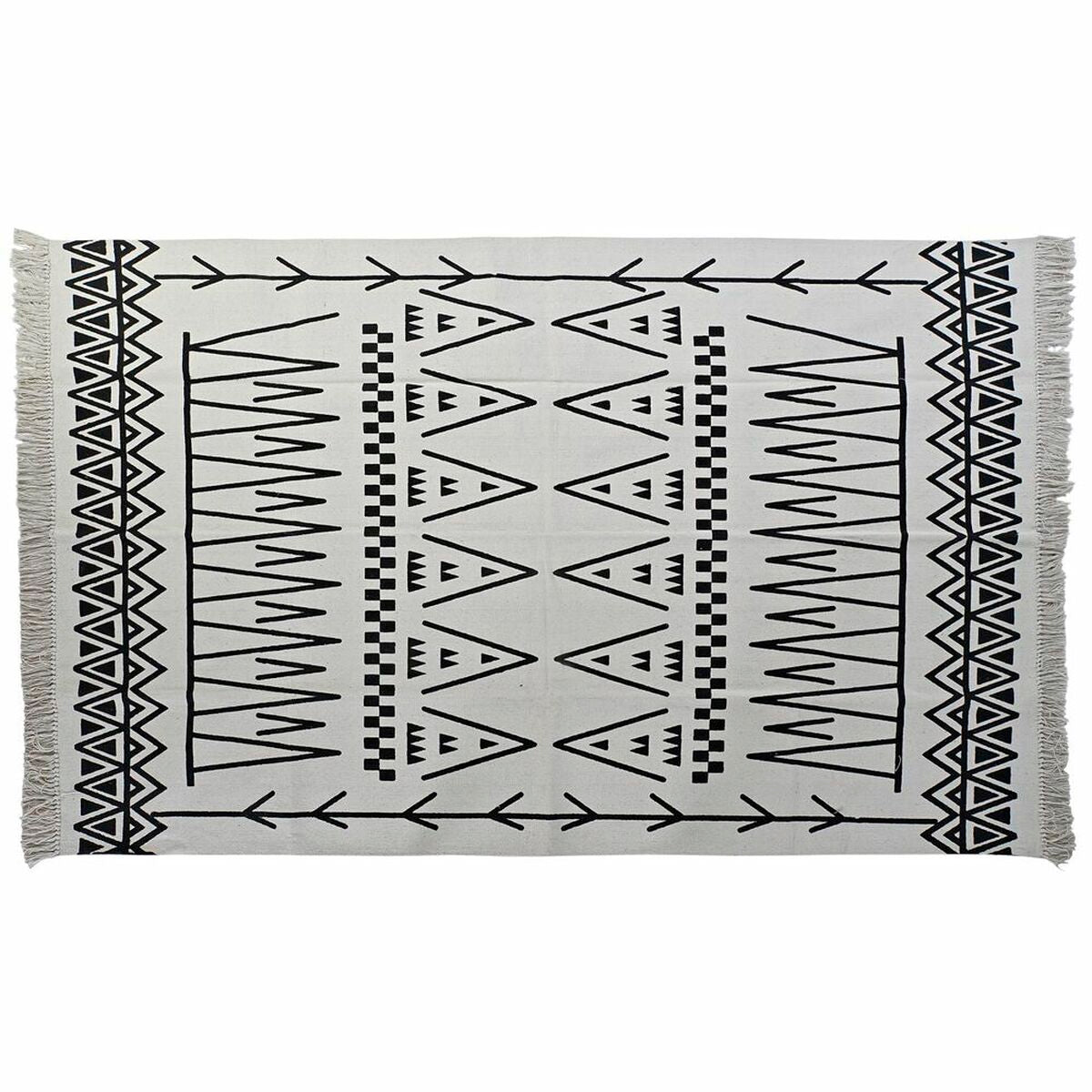 Carpet DKD Home Decor 160 x 250 x 0,7 cm Black Polyester Cotton White Ikat Boho