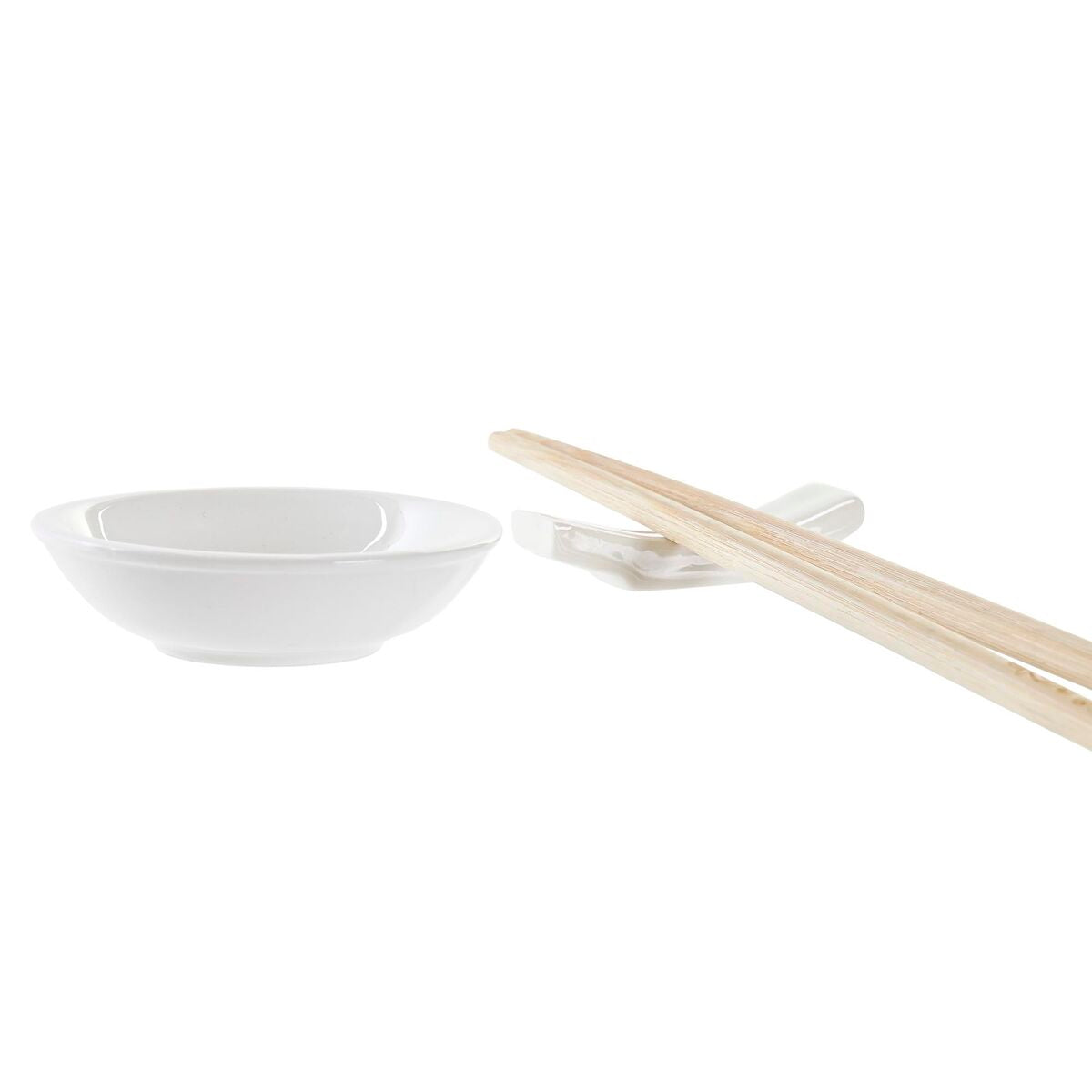 Sushi Set DKD Home Decor Bamboo Stoneware White Natural Oriental 27,3 x 20,3 x 2,5 cm (12 Units)