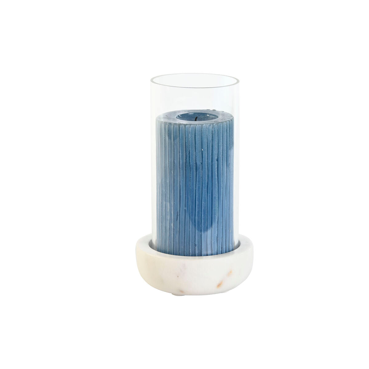 Candleholder Home ESPRIT White Natural Crystal Marble 10 x 10 x 18 cm