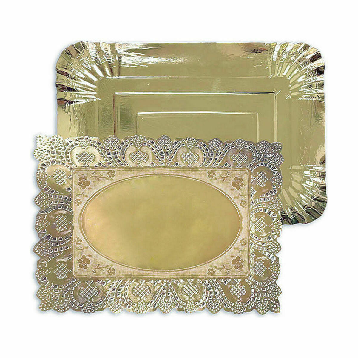 Snack tray Algon Golden Rectangular (48 Units)